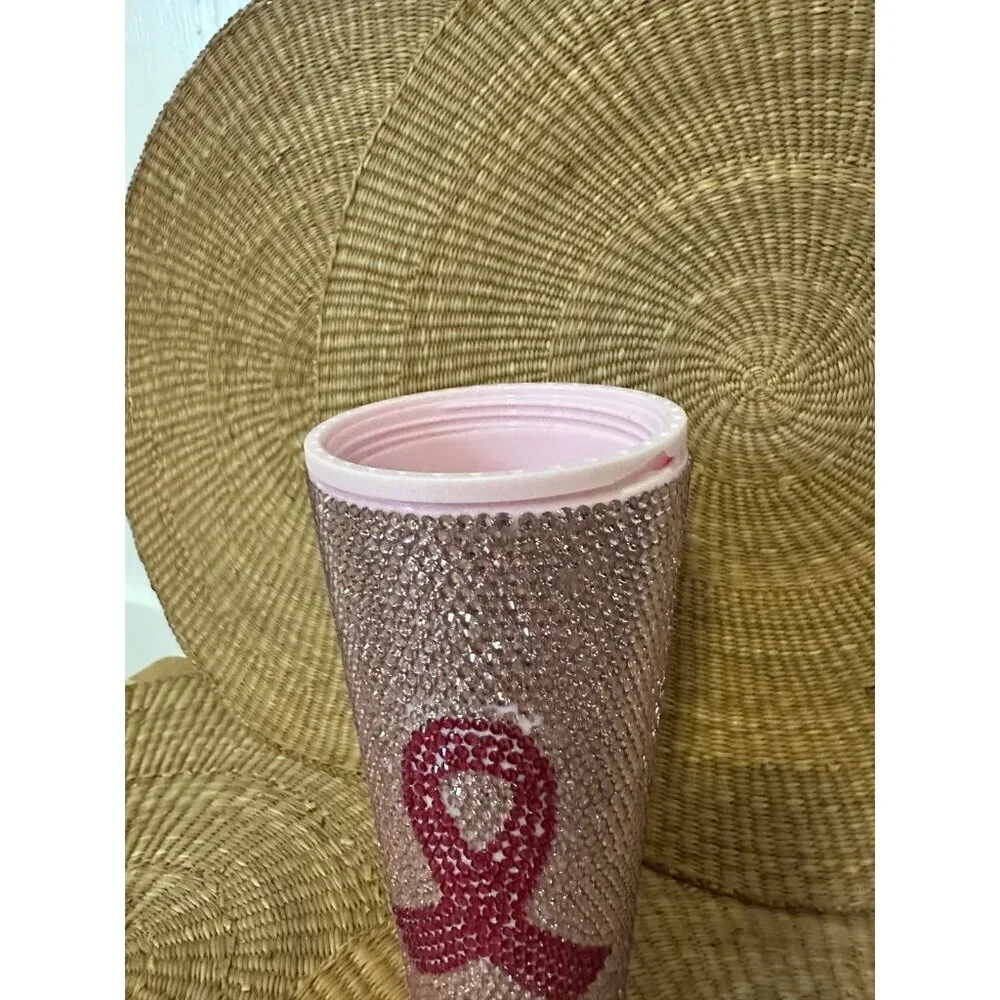 Pink Breast Cancer gem tumbler cup